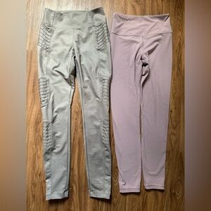 Athleta Gray Delancey Gleam Moto Tight Leggings & High Rise Elation 7/8 Tight